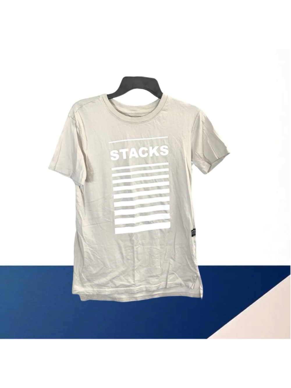 Carbon Grayish Tan Beige Longer Length Stacks Tshirt Men Extra Small